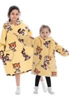 Cats & Dogs deken kind met capuchon - fleece poncho-98 t/m 128 (ca.3-7 jaar) - thumbnail