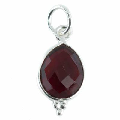 Geboortesteen Hanger Januari Granaat 925 Zilver - 10 mm Geboortesteen Hanger Januari Granaat 925 Zilver - 10 mm