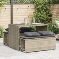 3-delige Tuinset met kussens poly rattan lichtgrijs - thumbnail
