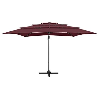 VidaXL Parasol 4-laags met aluminium paal 250x250 cm bordeauxrood