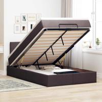 Ottoman bed met matras en LED's 120x190 cm stof donkerbruin - thumbnail
