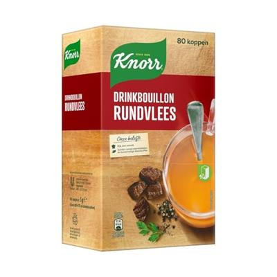 Knorr drinkbouillon rundvlees, 175 ml, doos van 80 stuks Knorr drinkbouillon rundvlees, 175 ml, doos van 80 stuks