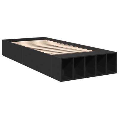 Bedframe bewerkt hout zwart 120x190 cm