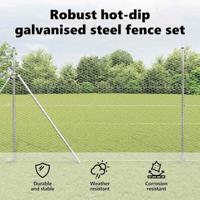 VidaXL Afrasteringspaal zilver 10 x 1,5 m (36 mm gaas) staal - thumbnail