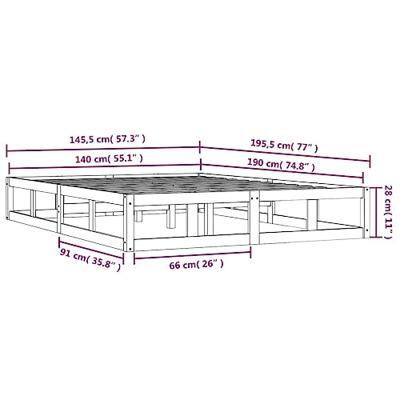 Bedframe massief hout 140x190 cm - thumbnail