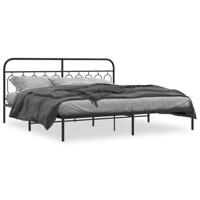 Bedframe met hoofdbord metaal zwart 200x200 cm - thumbnail