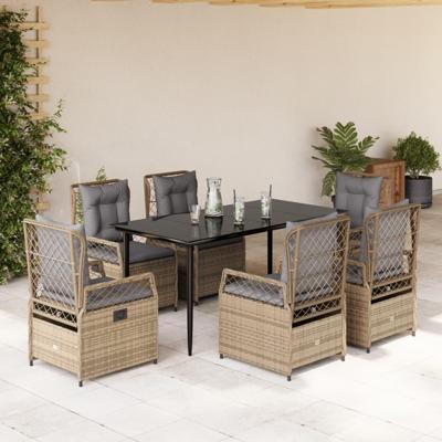 7-delige Tuinset met kussens poly rattan beige 7-delige Tuinset met kussens poly rattan beige