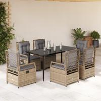 7-delige Tuinset met kussens poly rattan beige - thumbnail