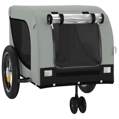 VidaXL Hondenfietstrailer oxford stof en ijzer grijs en zwart - thumbnail