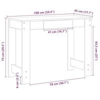 Bureau 100x45x75 cm bewerkt hout grijs sonoma eikenkleurig - thumbnail