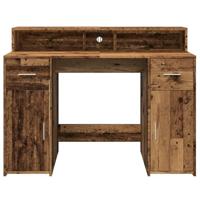 Bureau met LED-verlichting 120x55x91 cm bewerkt hout oud hout - thumbnail