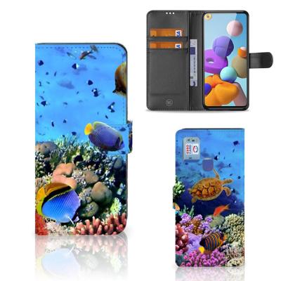 Samsung Galaxy A21s | Telefoonhoesje | Met pasjeshouder | Vissen