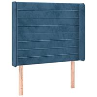 Hoofdbord met randen 103x16x118/128 cm fluweel donkerblauw - thumbnail