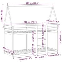 Stapelbed met dak massief grenenhout wit 90x200 cm - thumbnail