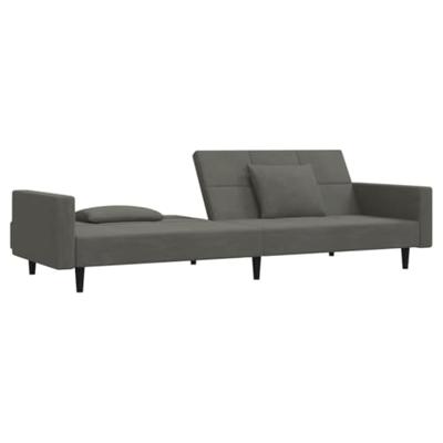 Slaapbank 2-zits met 2 kussens fluweel donkergrijs Slaapbank 2-zits met 2 kussens fluweel donkergrijs