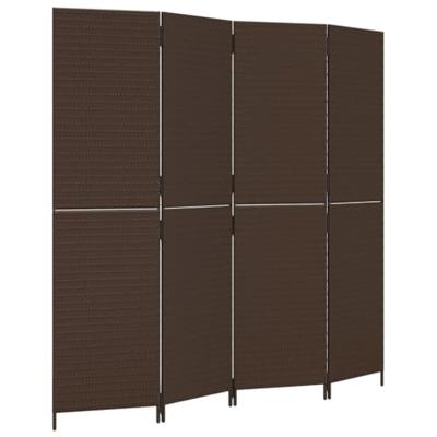 Kamerscherm 4 panelen poly rattan bruin
