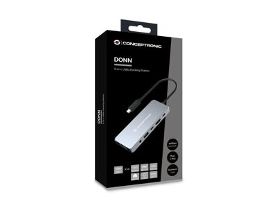 Conceptronic DONN22G notebook dock & poortreplicator Bedraad USB 3.2 Gen 2 (3.1 Gen 2) Type-C Grijs