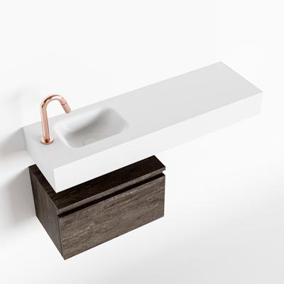 MONDIAZ ANDOR 50cm toiletmeubel dark brown. LEX 100cm wastafel talc links 1 kraangat MONDIAZ ANDOR 50cm toiletmeubel dark brown. LEX 100cm wastafel talc links 1 kraangat