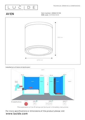 Lucide AVEN - Plafondspot Badkamer - Ø 9 cm - 1xGU10 - IP65 - Zwart