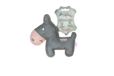 Holland Animal Care Tiny Doodles Doggy - Doodles Donkey - Hondenspeelgoed - Hondenspeelgoed met Piep - Roze - 17 cm
