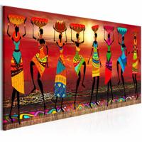 Schilderij - Dansende vrouwen uit Afrika , multi kleur, 3maten, Premium Print op echt Italiaans canvas, Wanddecoratie - thumbnail