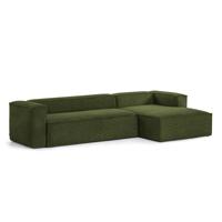 Kave Home Loungebank 'Blok' Rib, Rechts 330cm, kleur Donkergroen - thumbnail