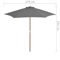 Parasol met houten paal 270 cm antraciet - thumbnail