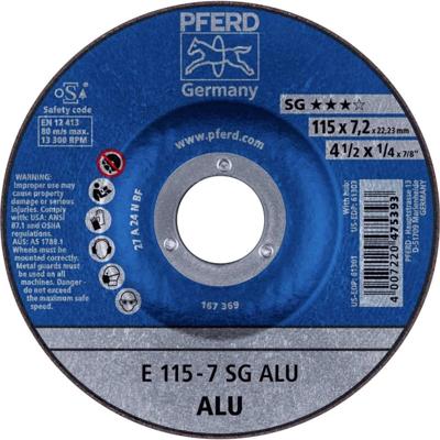 PFERD TOOLS 62211622 E 115-7 SG ALU Afbraamschijf gebogen Diameter 115 mm Boordiameter 22.23 mm Aluminium, Non-ferrometaal 10 stuk(s)