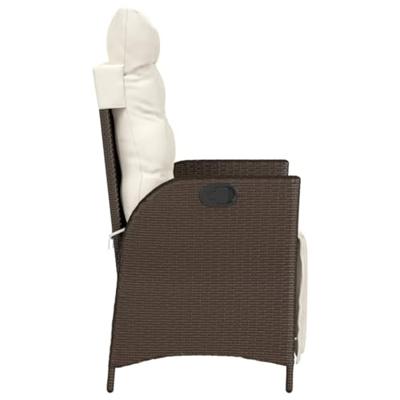 Tuinstoelen 2 st verstelbaar met voetensteun poly rattan bruin - thumbnail
