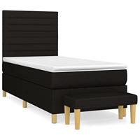 Boxspring met matras stof zwart 90x190 cm - thumbnail