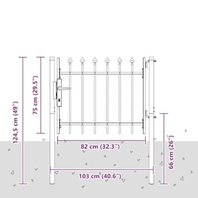 VidaXL Hekpoort met slot grijs 103 x 250 cm gepoedercoat staal