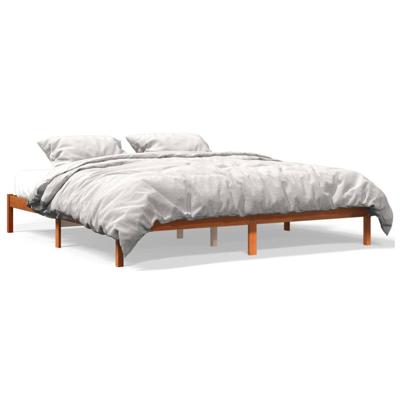 Bedframe massief grenenhout wasbruin 200x200 cm Bedframe massief grenenhout wasbruin 200x200 cm