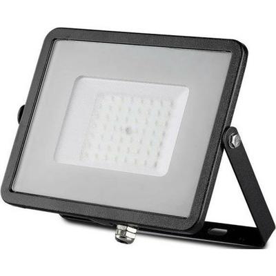 LED Bouwlamp 50 Watt - LED Schijnwerper - Viron Hisal - Helder/Koud Wit 6400K - Waterdicht IP65 - Mat Zwart - Aluminium - SAMSUNG LEDs
