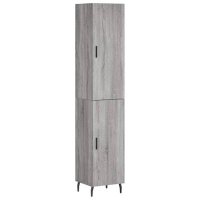Hoge kast 34,5x34x180 cm bewerkt hout grijs sonoma eikenkleurig