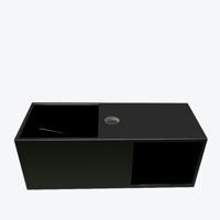 Fontein Aquasplash Jolie 54x20 cm met Nis Solid Surface Mat Zwart Aquasplash - thumbnail