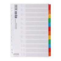 OFFICE products tabbladen, A4, karton, 11-gaatsperforatie, geassorteerde kleuren, 12 tabs - thumbnail