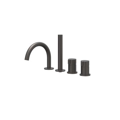 Badrandcombinatie IVY Tribe 4-gats Mengkraan Met Uittrekbare Handdouche Draaibare Uitloop RVS316 Geborsteld Carbon Black PVD IVY Badrandcombinatie IVY Tribe 4-gats Mengkraan Met Uittrekbare Handdouche Draaibare Uitloop RVS316 Geborsteld Carbon Black PVD IVY
