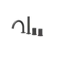 Badrandcombinatie IVY Tribe 4-gats Mengkraan Met Uittrekbare Handdouche Draaibare Uitloop RVS316 Geborsteld Carbon Black PVD IVY - thumbnail
