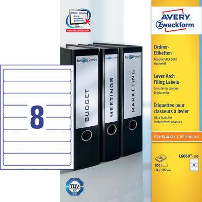 Rugetiket Avery Zweckform smal 34x192mm zelfklevend wit | 5 stuks