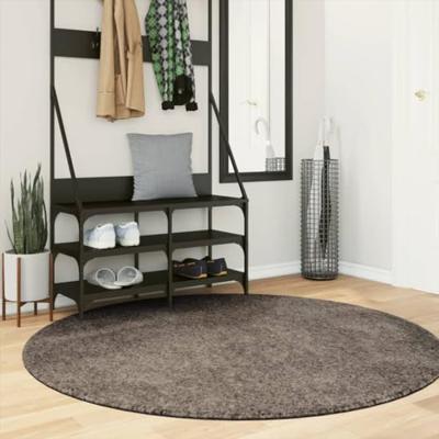 VidaXL Vloerkleed istan hoogpolig glanzend ø 160 cm grijs VidaXL Vloerkleed istan hoogpolig glanzend ø 160 cm grijs