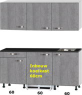 kitchenette 180cm incl inbouw koelkast en kookplaat RAI-433 - thumbnail