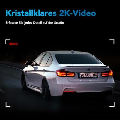 AutoSky 2K WiFi Dashcam met Groothoeklens en 32GB Geheugenkaart
