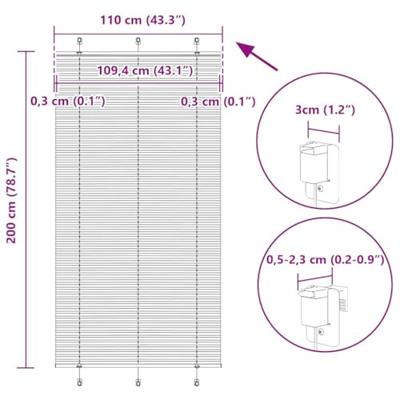 Pliss rolgordijn 110x200cm stofbreedte 109,4cm polyester crme