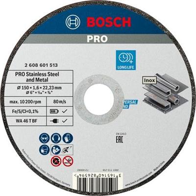 Bosch Accessoires PRO Stainless Steel and Metal Bonded Cutting Disc | 150 x 1.6 x 22.23 mm | Straight - 2608601513