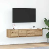 Tv-meubelen 2 st 60x31x25,5 cm bewerkt hout artisanaal eiken - thumbnail