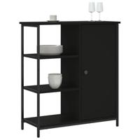 Dressoir 70x30x80 cm bewerkt hout zwart - thumbnail