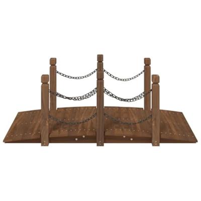 VidaXL Tuinbrug met kettingrails 150x67x56 cm massief vurenhout