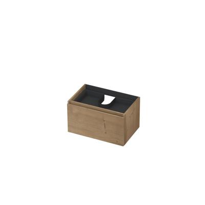 INK - Onderkast 1L met Binnenlade Greeploos Houten Keerlijst Fineer - 700x450x400 Mm - Ash Grey Fineer