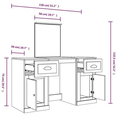 Kaptafel met spiegel 130x50x132,5 cm sonoma eikenkleurig
