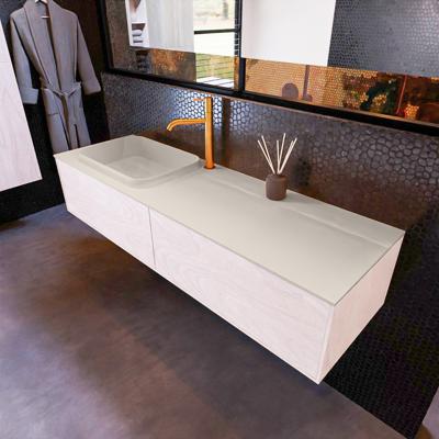 Badkamermeubelset Mondiaz Erin 150 cm met 2 Lades met RIDGE Wastafel Links Linen met 1 kraangat Greeploos Mat Underlayment Badkamermeubelset Mondiaz Erin 150 cm met 2 Lades met RIDGE Wastafel Links Linen met 1 kraangat Greeploos Mat Underlayment